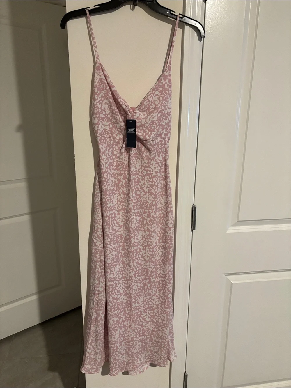 Abercrombie & Fitch Pink and White Leopard-Print Maxi Slip Dress